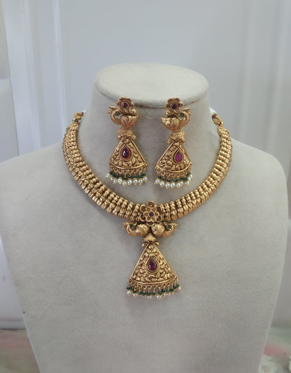 Gold Ruby Polki  Necklace Jewellery Global Set