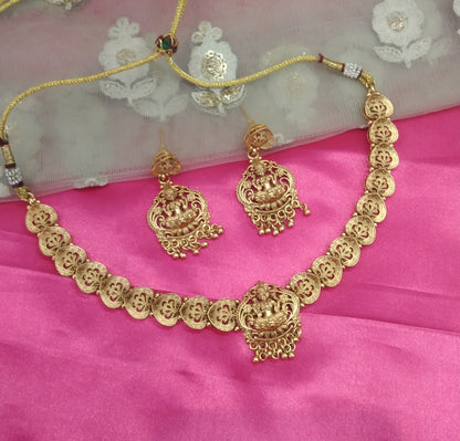 Gold Polki Temple Necklace Jewellery Chivi Set