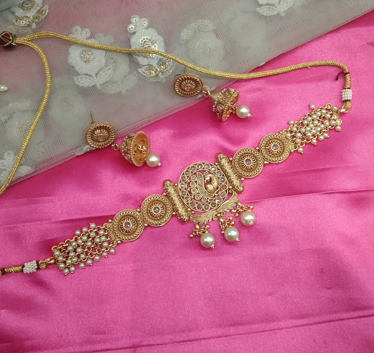 Gold  Polki Jhumka Choker Jewellery Levit Set