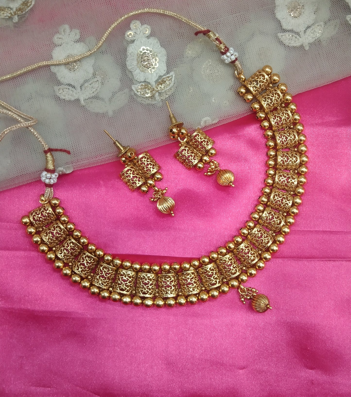Gold Polki  Necklace Jewelry Ferry Set