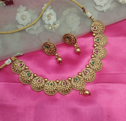 Gold Ruby Green Polki  Necklace Jewelry Ferry Set