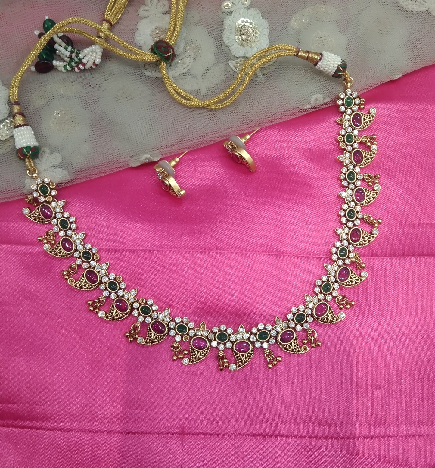 Gold Ruby Green Polki Kundan Necklace Jewelry Global Set