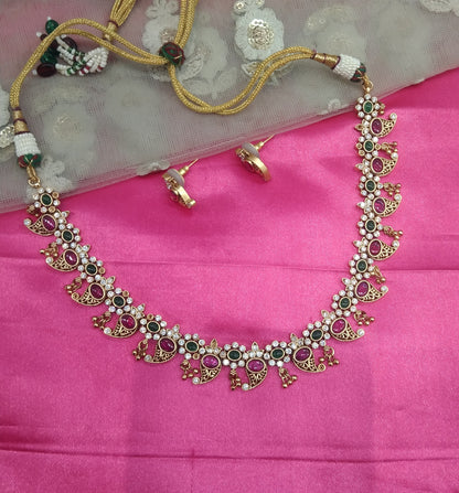 Gold Ruby Green Polki Kundan Necklace Jewelry Global Set