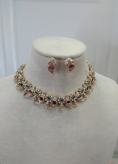Gold Ruby Green Polki Kundan Necklace Jewelry Global Set