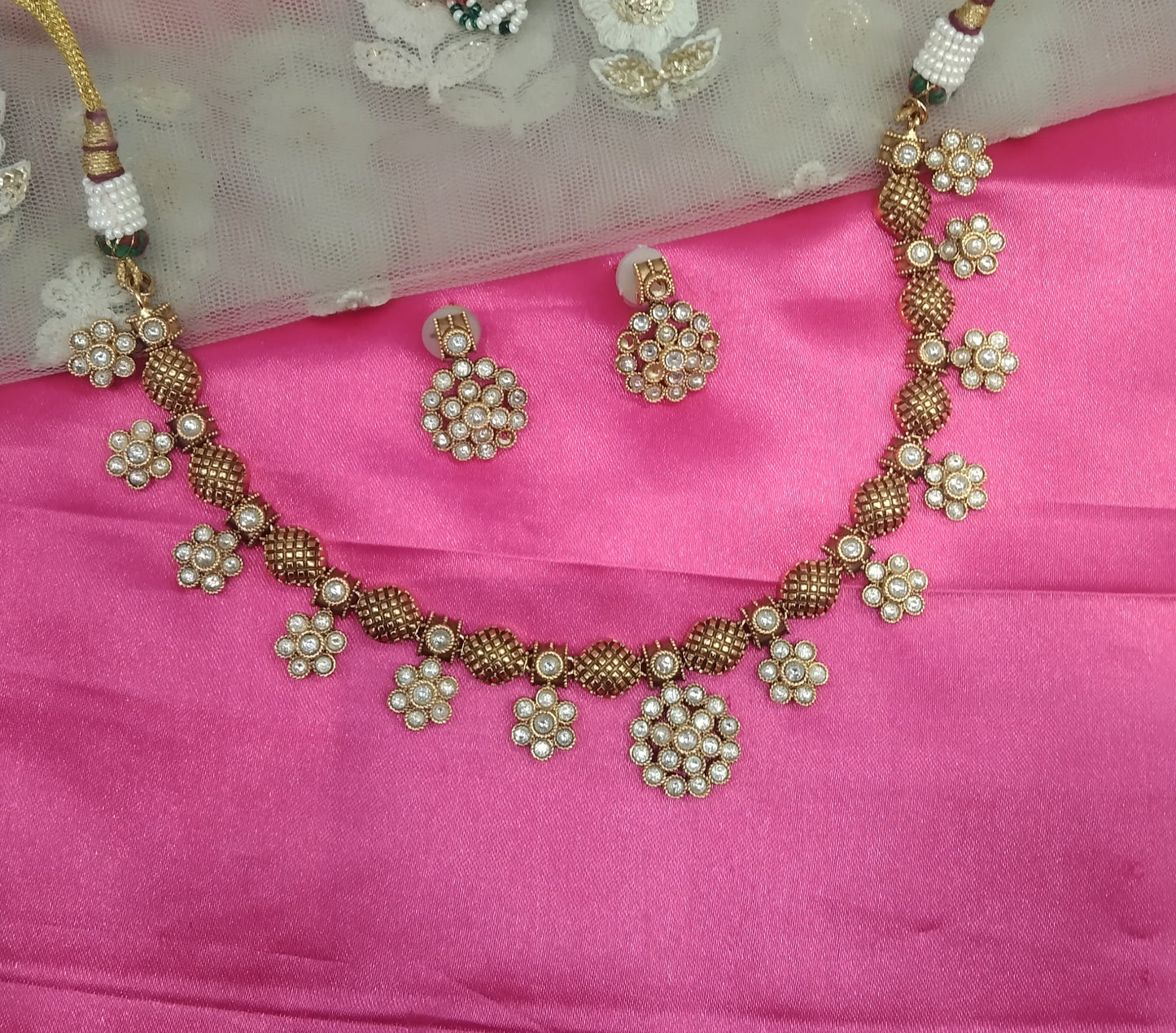 Gold  Polki Kundan Necklace Jewelry Global Set