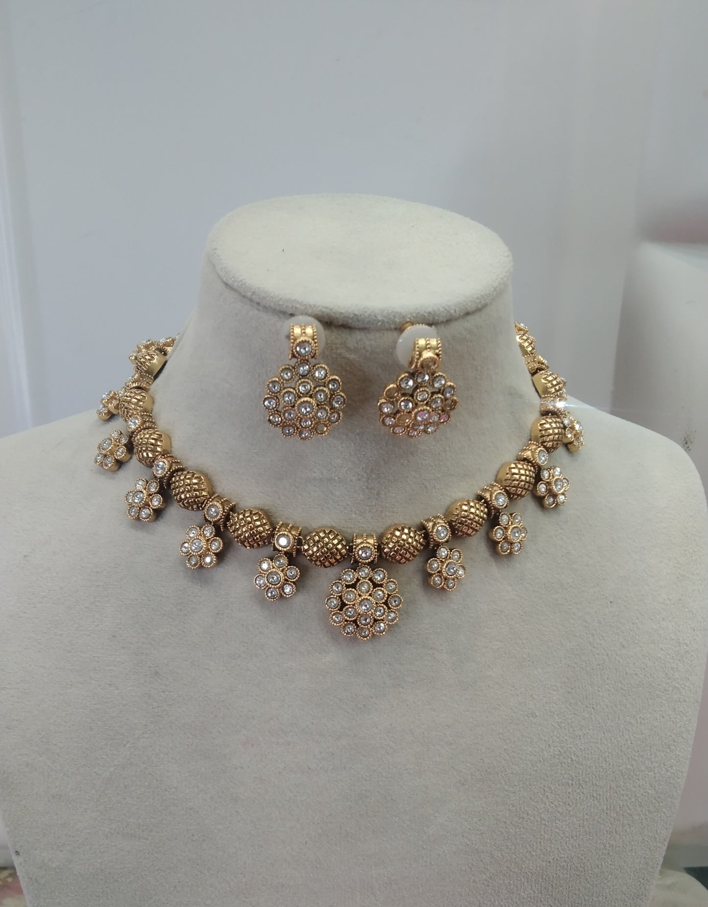 Gold  Polki Kundan Necklace Jewelry Global Set
