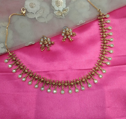 Gold Polki Necklace Jewelry Global Set