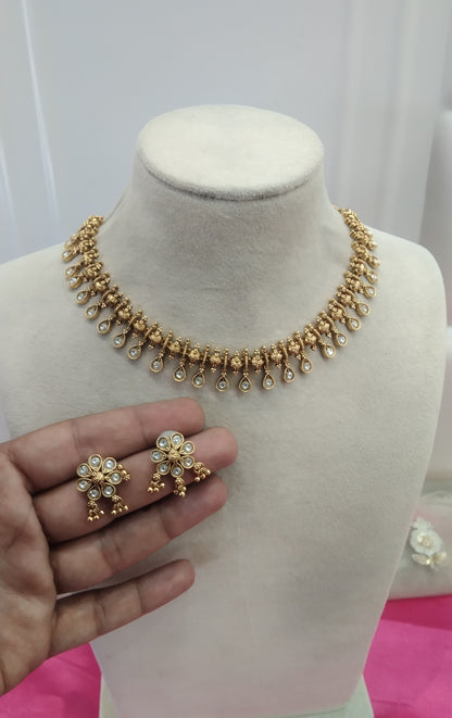 Gold Polki Necklace Jewelry Global Set