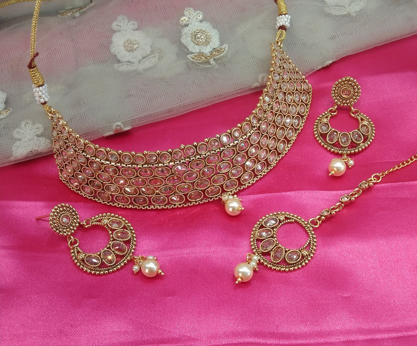 Gold  Polki Choker Jewellery Beams Set