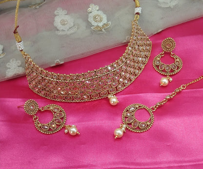 Gold  Polki Choker Jewellery Beams Set