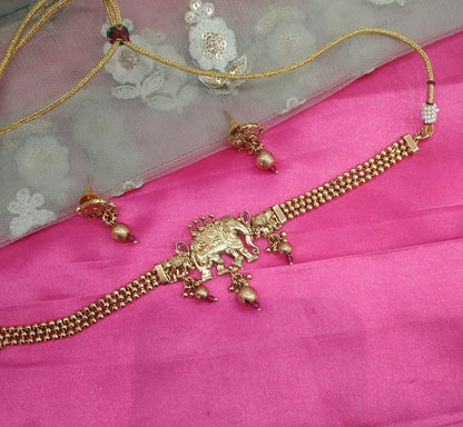 Gold Ruby Polki Choker Jewellery Bini Set