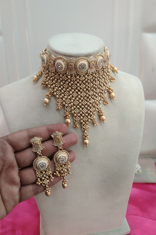 Gold  Polki  Choker Jewellery Harlow Set