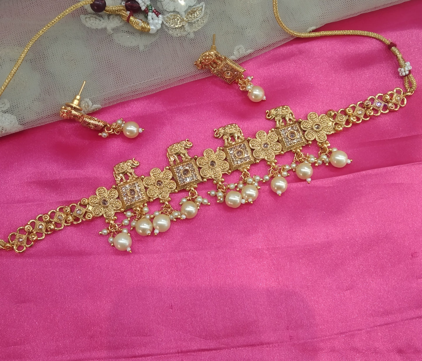 Gold  Polki  Choker Elephant Jewellery Harlow Set