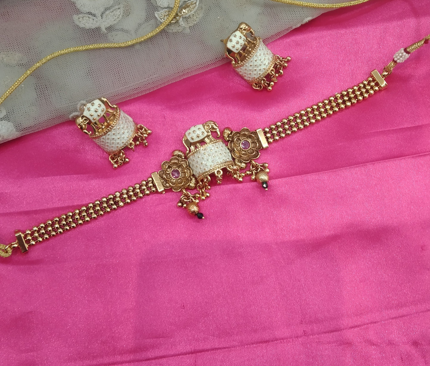 Gold Ruby Polki  Choker Elephant Jewellery Harlow Set