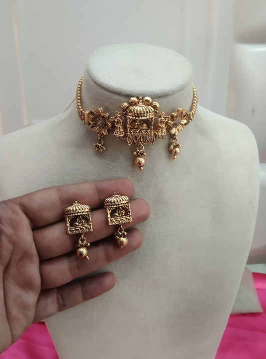 Gold  Polki  Choker Dulhan Doli Jewellery Harlow Set