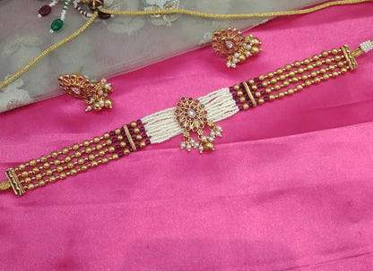 Gold Ruby Polki  Choker Jewellery Komal Set