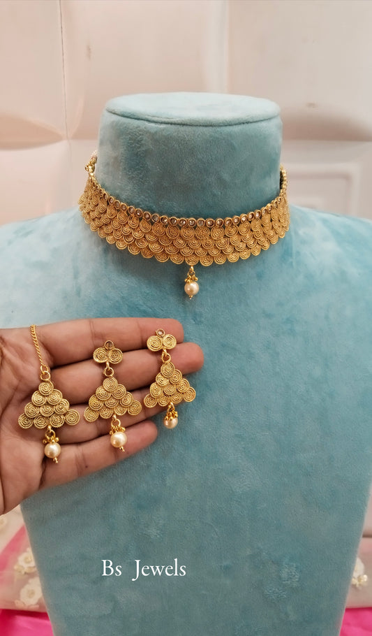 Gold Polki  Choker Jewellery Siddhi Set