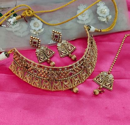 Gold Ruby Polki  Choker Jewellery Beams Set