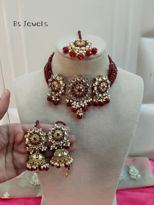 Ruby Jhumka Kundan Choker Jewellery Most Set