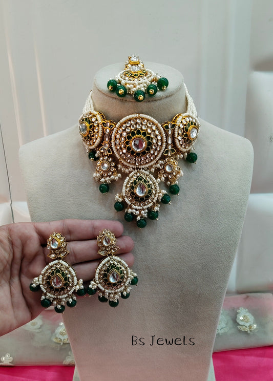 Green Kundan Choker Jewellery Nili Set