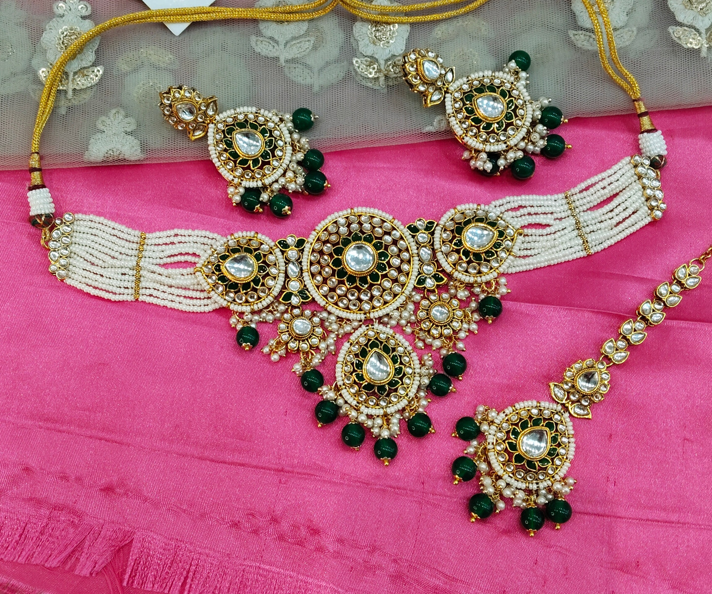 Green Kundan Choker Jewellery Nili Set