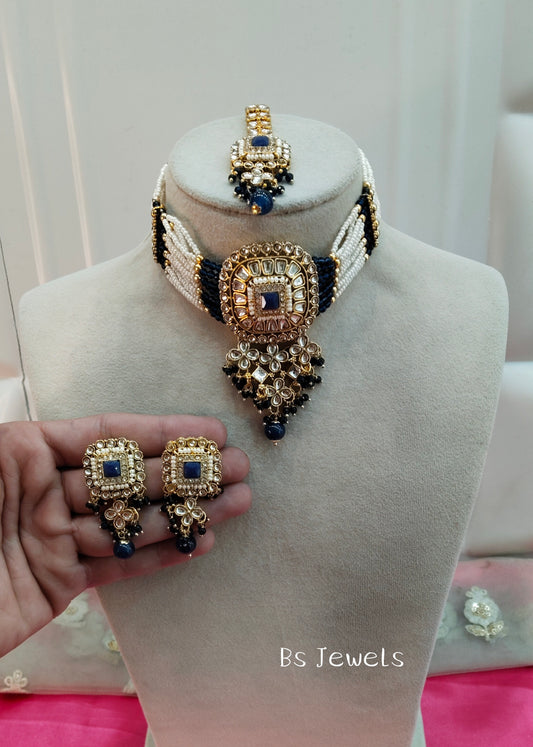 Blue Kundan Choker Jewellery Priya Set