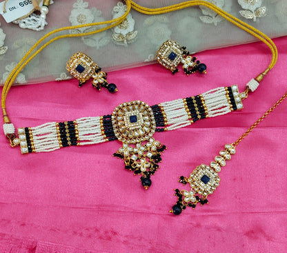Blue Kundan Choker Jewellery Priya Set