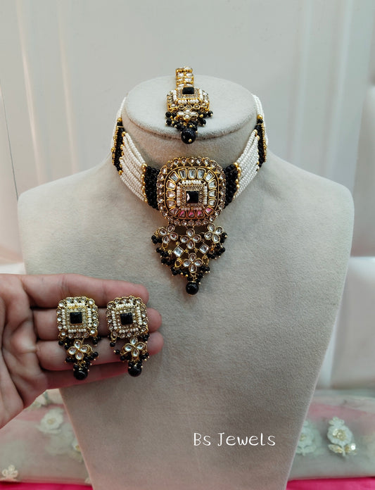 Black Kundan Choker Jewellery Priya Set