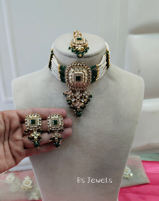 Green Kundan Choker Jewellery Priya Set