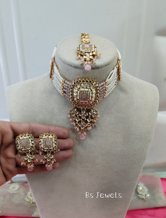 Pink Kundan Choker Jewellery Priya Set