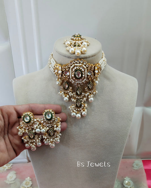 White Kundan Choker Jewellery Ciylo Set