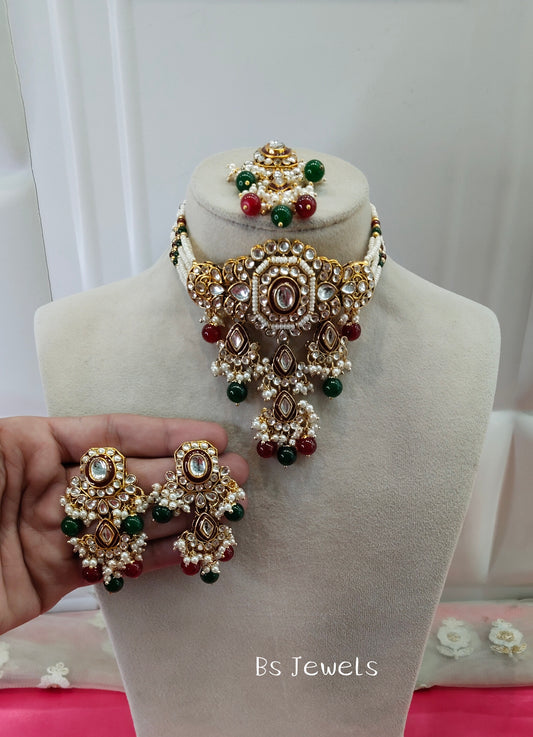 Maroon Green Kundan Choker Jewellery Ciylo Set