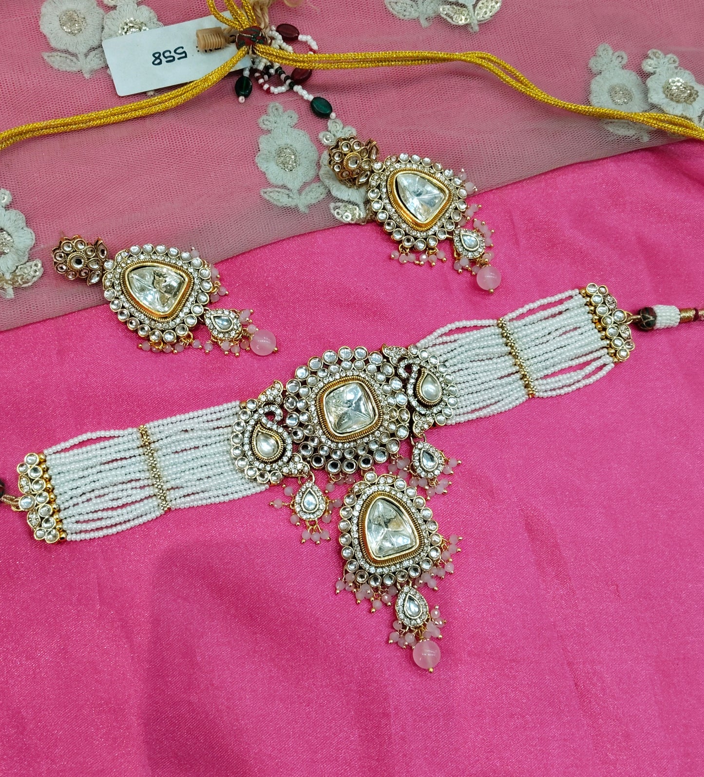 Pink Kundan Choker Jewellery Meet Set