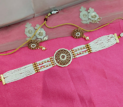 Gold Polki Choker Jewellery Surrey Set