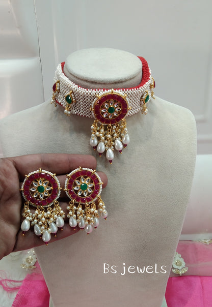 Ruby Kundan Choker Jewellery Singh Set