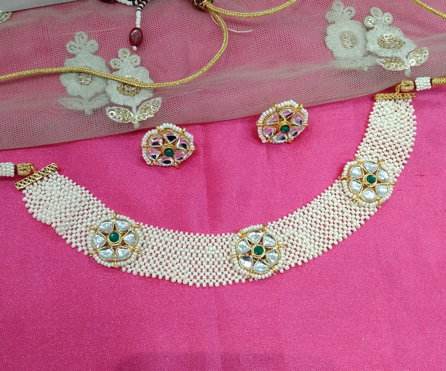 Green Kundan Necklace Jewellery Singh Set