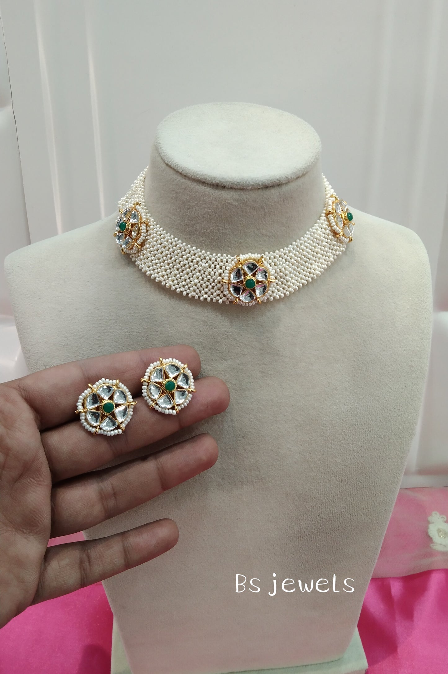 Green Kundan Necklace Jewellery Singh Set