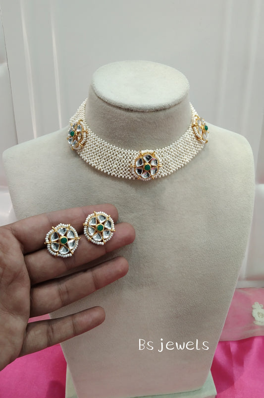 Green Kundan Necklace Jewellery Singh Set