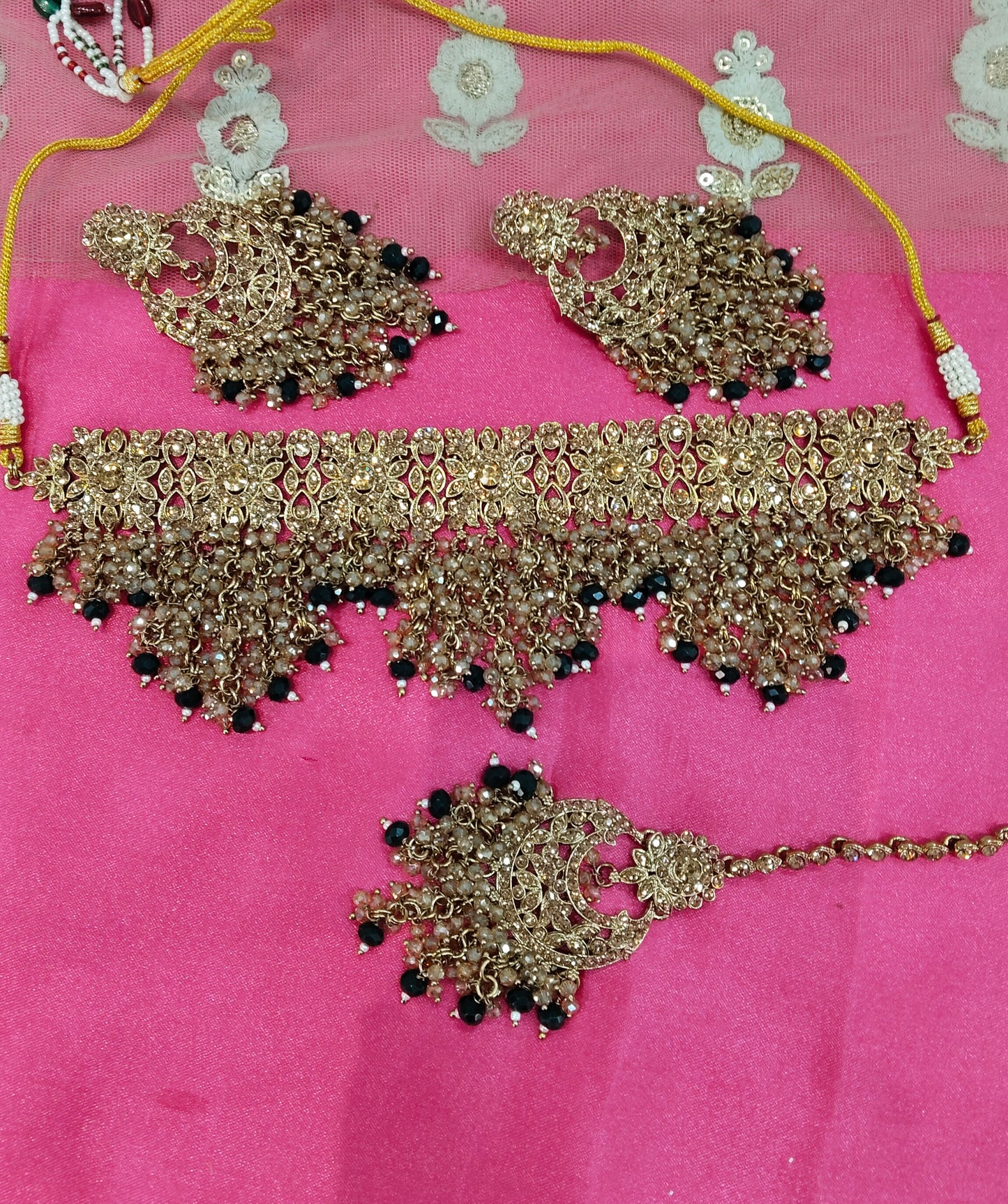 Blue Crystal Stone Choker Jewellery Siraj Set