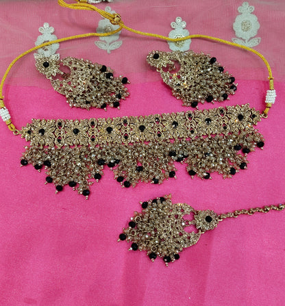 Blue Crystal Stone Choker Jewellery Siraj Set