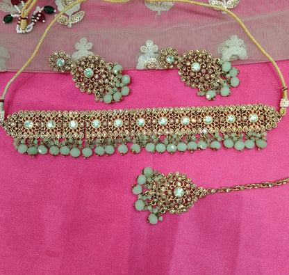 Pista Crystal Stone Choker Jewellery Sejal Set