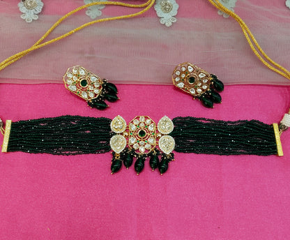 Green Uncut Kundan Choker Jewellery Krishna Set