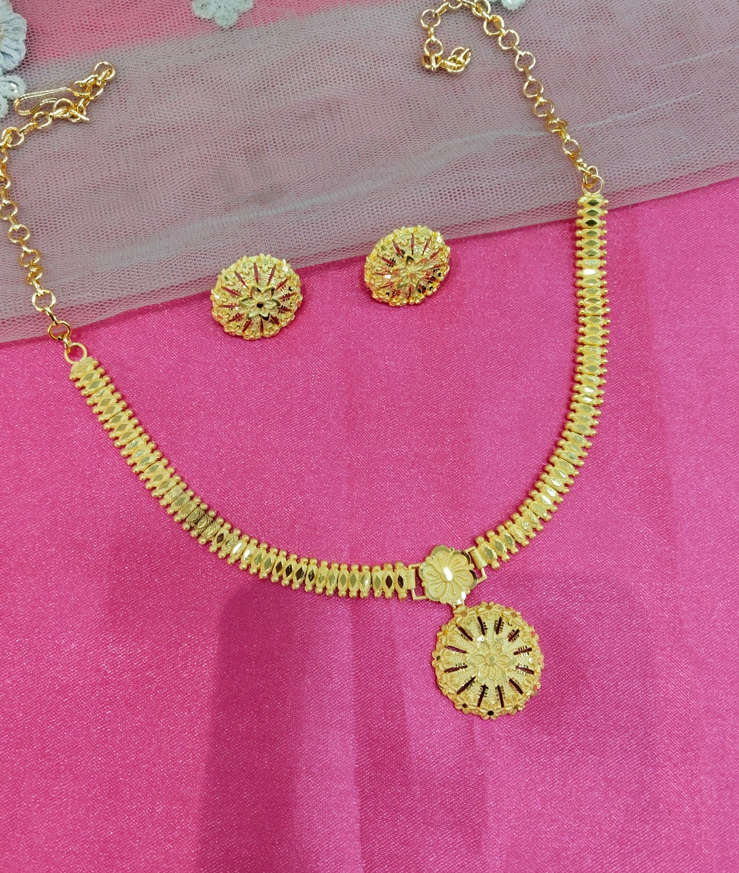 1 gram gold finish forming jewelry Necklace gline set