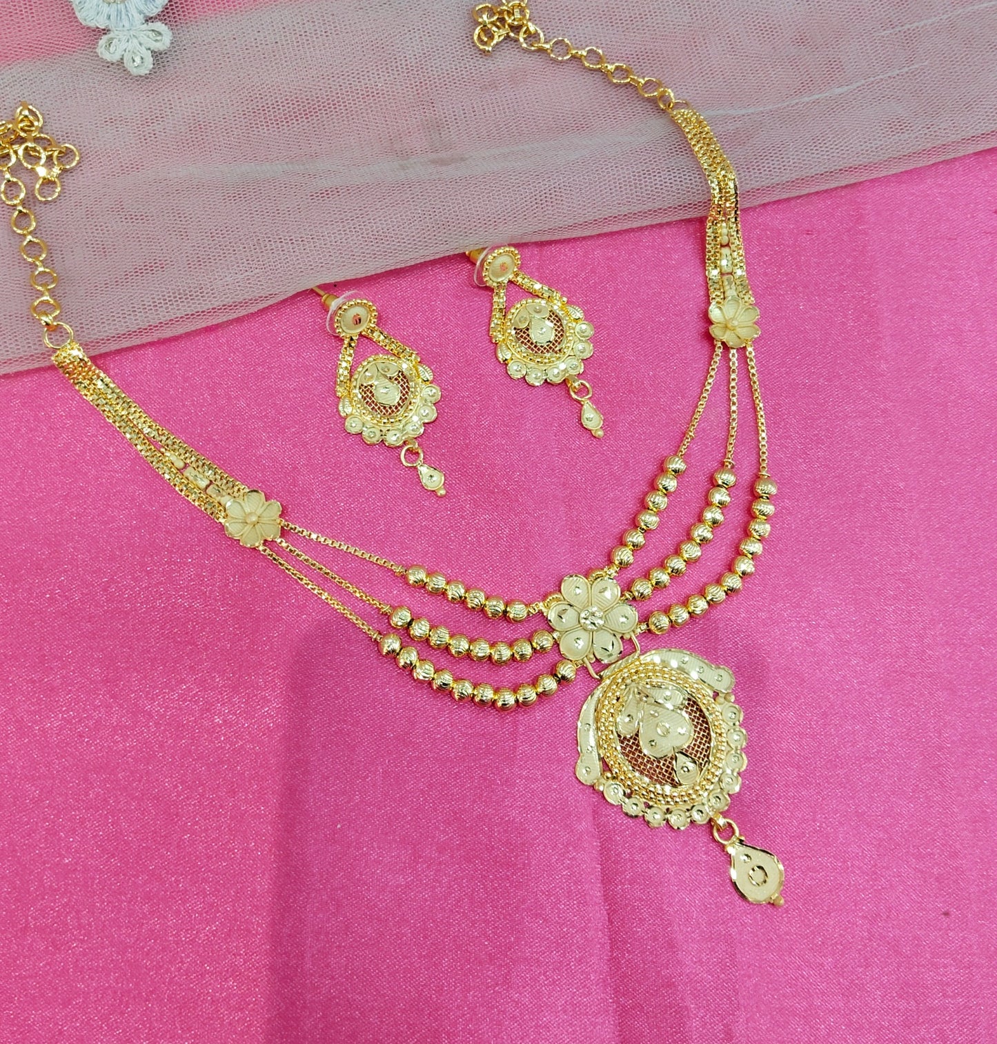 1 gram gold finish forming jewelry Necklace gline set