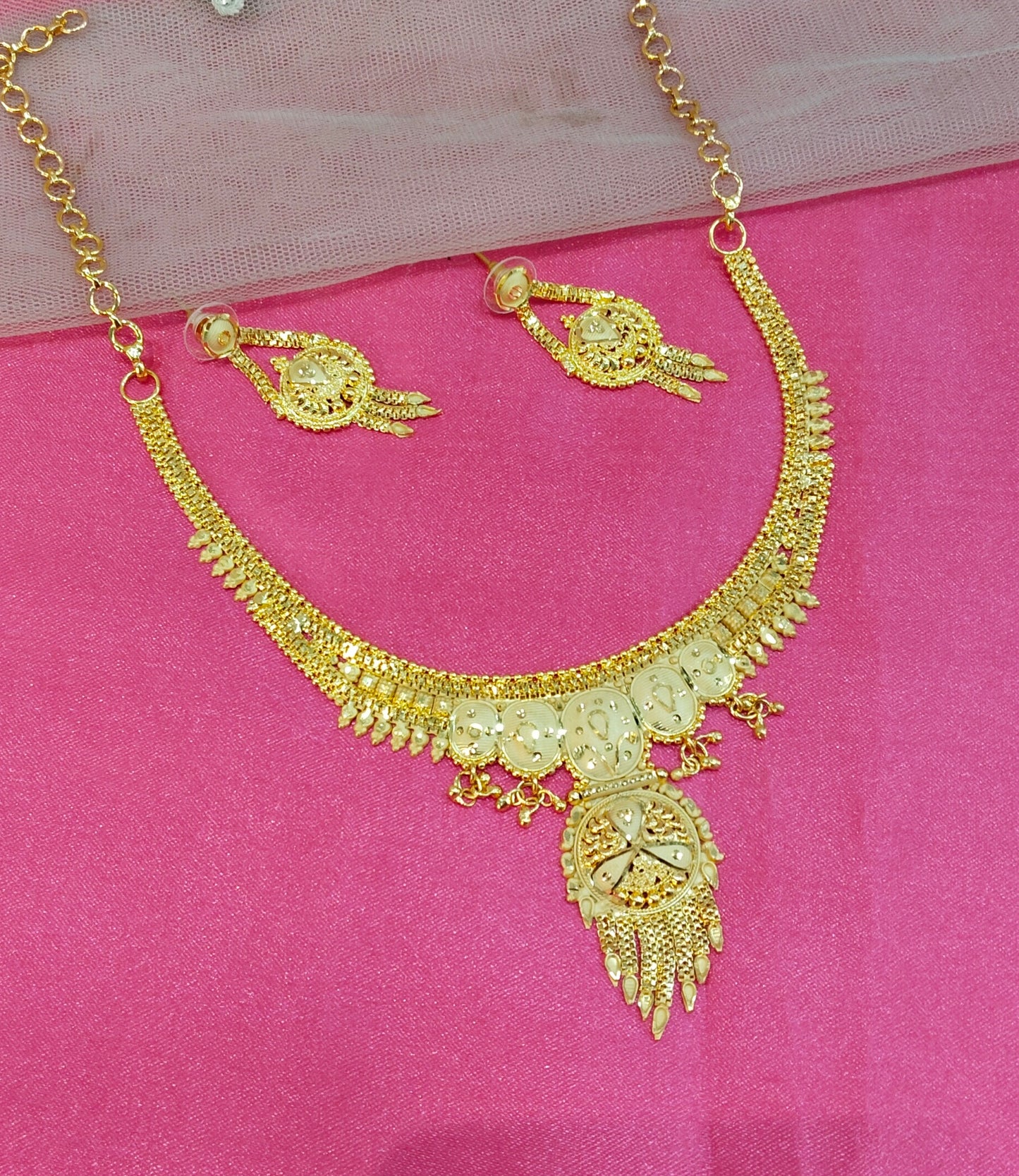 1 gram gold finish forming jewelry Necklace gline set