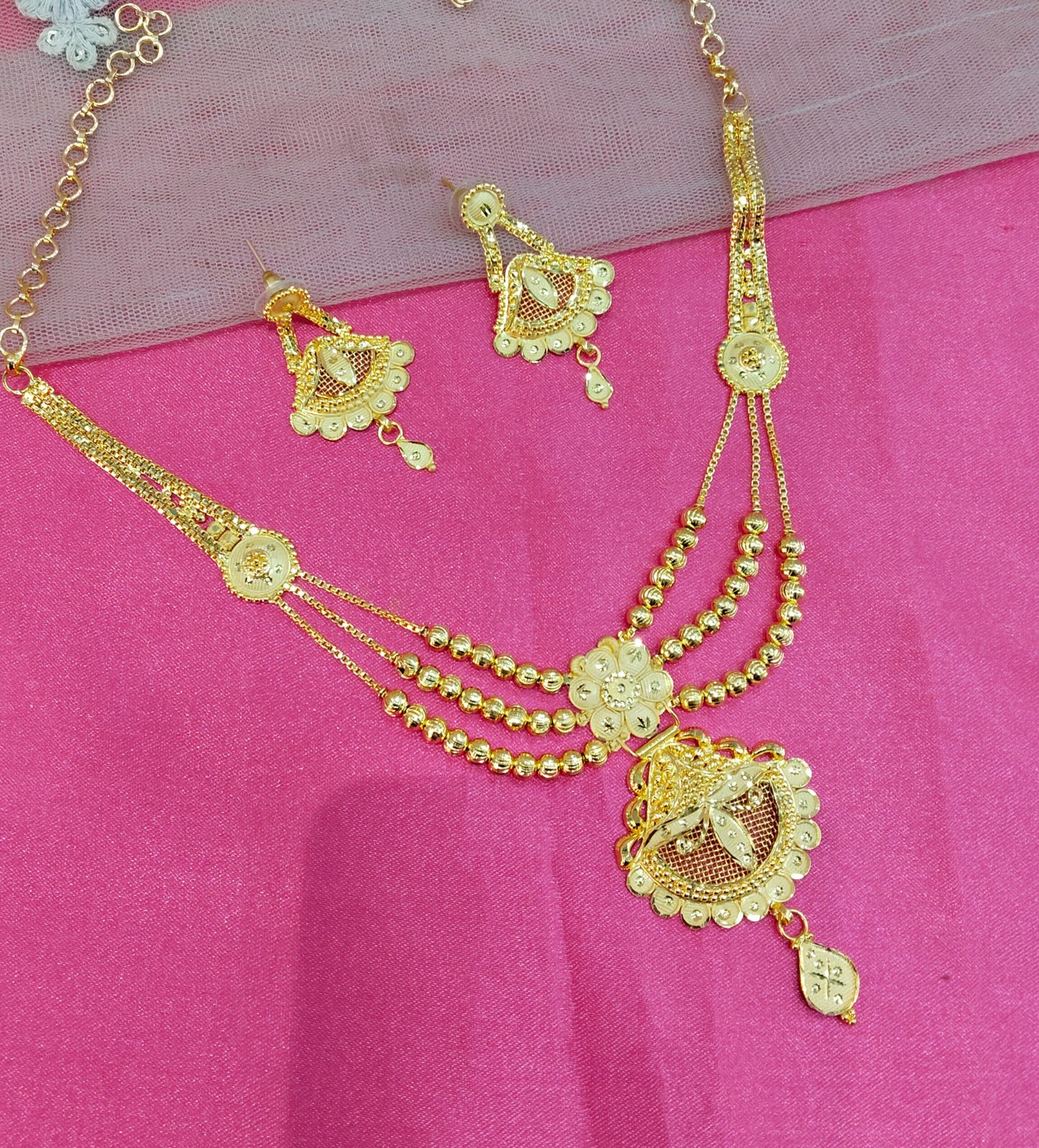1 gram gold finish forming jewelry Necklace gline set