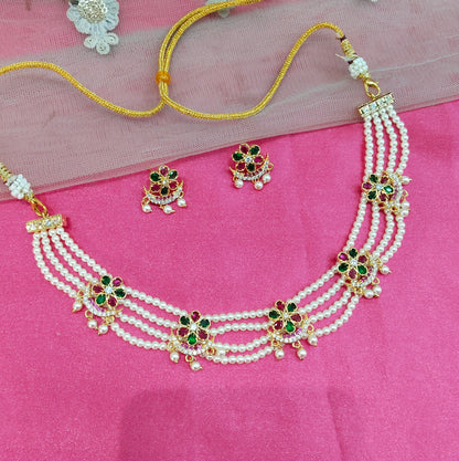 Ruby Green AD Necklace Jewellery Gline Set