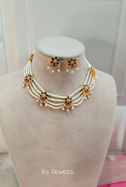 Ruby Green AD Necklace Jewellery Gline Set