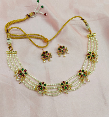 Ruby Green AD Necklace Jewellery Gline Set