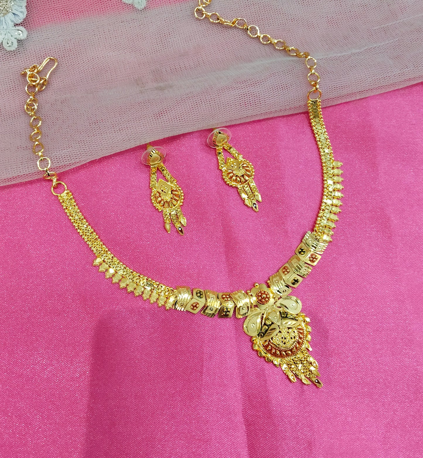 1 gram gold finish forming jewelry Necklace gline set